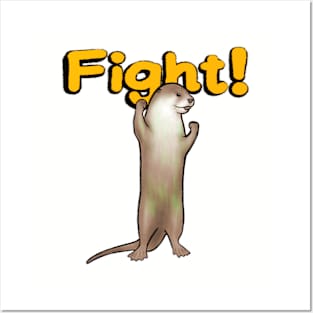 Otter Cheering with a Fight Posters and Art